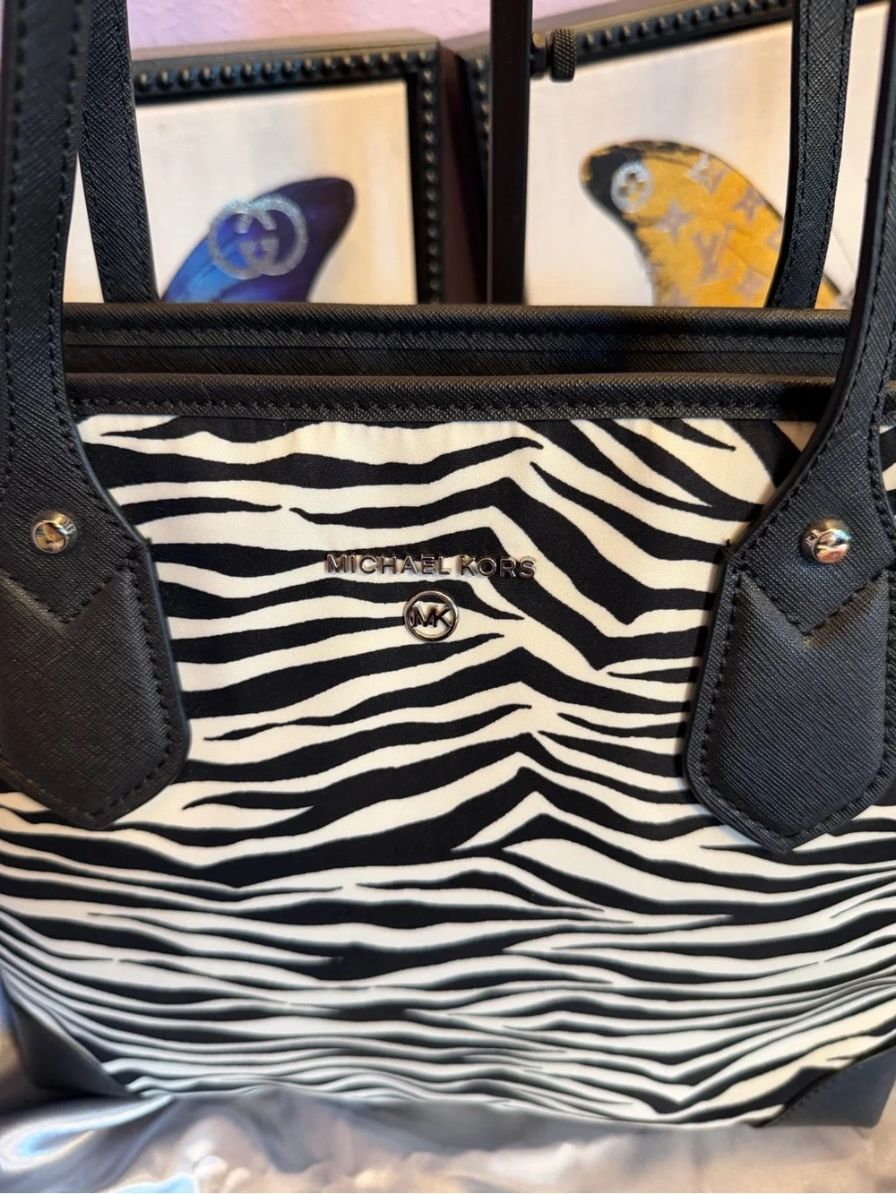 Michael Kors Black & White Zebra Print Tote Bag NWT